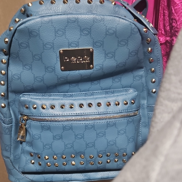 Bebe Sky Blue Studded Backpack - Picture 1 of 4